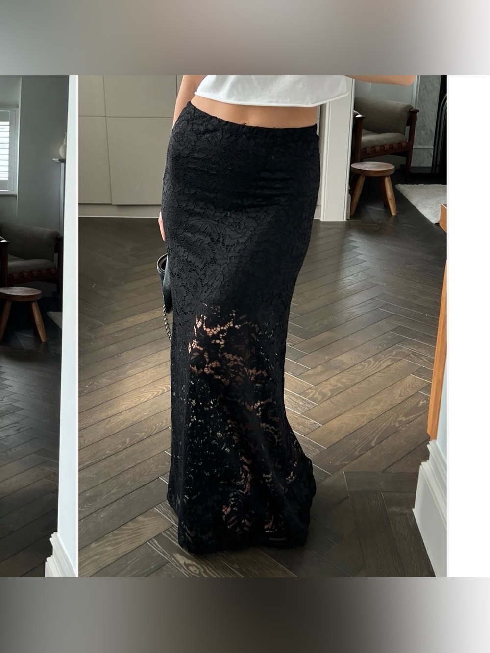 BNWT Charli Black Lace Sheer Maxi Skirt with slip skirt underneath